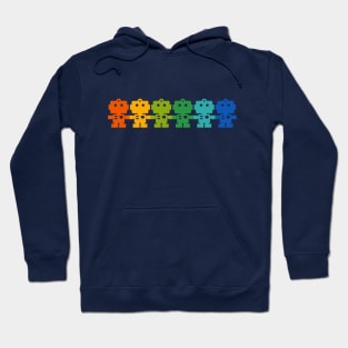 Rainbow Robots holding hands Hoodie